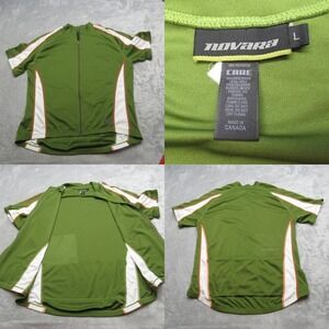 Novara Cycling Jersey Unisex Large Green Colorblock Full Zip Raglan‎ Sleeve